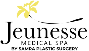 Logo of Jeunesse Medical Spa by Samra Plastic Surgery with a yellow flower on a white background